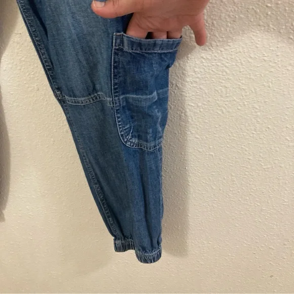 Sundance Jolienne Women’s Demin Joggers Cargo Button Blue Cotton Relaxed Sz 12 - Picture 9 of 16